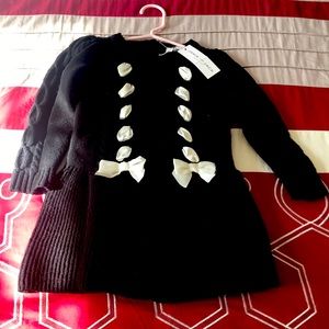 Black and cream sweater dress